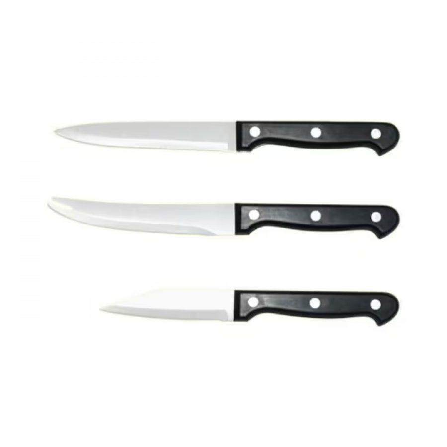 Tigaie Grill Aluminiu Cu Interior Din Granit, Cu Capac Din Sticla + Set Cutite 3 Piese