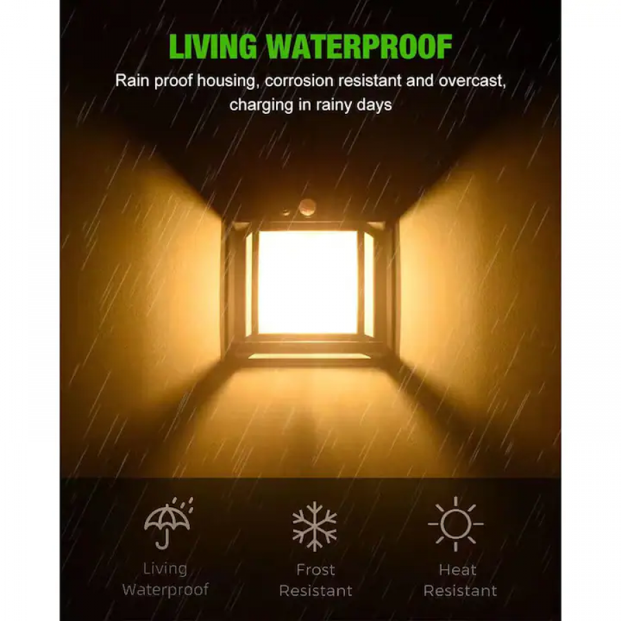 Lampa Solara de Perete 2W, KLaussTech, rezistenta la apa IP65, pentru gradina sau casa, Negru