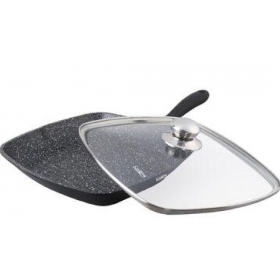 Tigaie grill aluminiu, 28 x 4.5 cm (Negru)