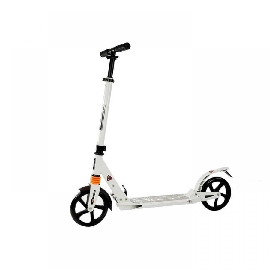 Trotineta metalica, pliabila si reglabila cu suspensie, alba