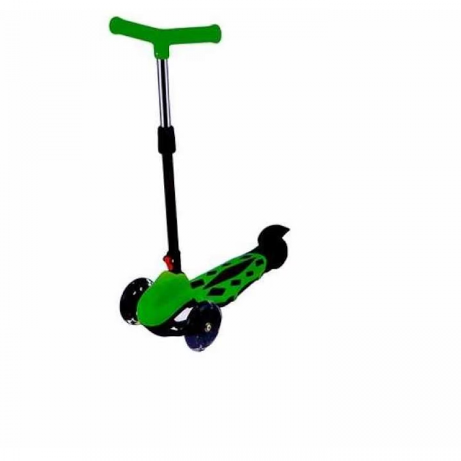 Trotineta pliabila si reglabila cu doua roti pe fata, verde-negru