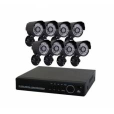 Sistem de supraveghere CCTV cu 8 camere, DVR inclus, vizionare smartphone, alimentare 220 Volti