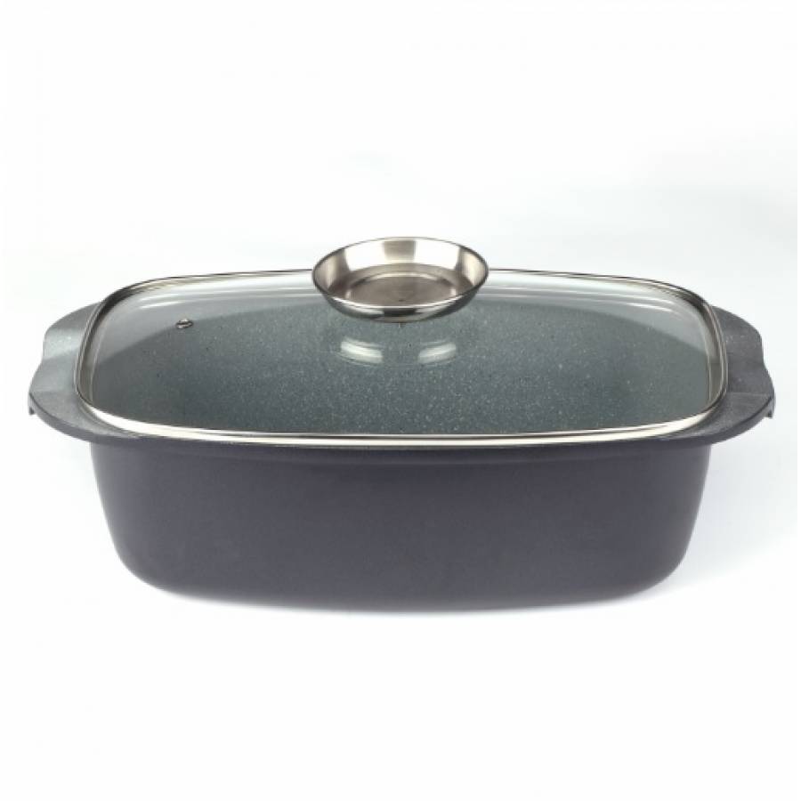 Tava cuptor, roaster, 34 cm, 6.5l, interior marmura, teflon