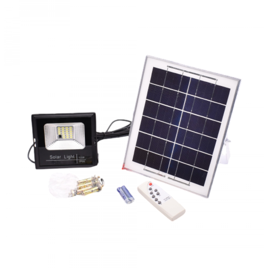 Proiector Solar, LED, Putere 10W, Lumina Alba, Cablu Lung, 22 LED-uri, Negru