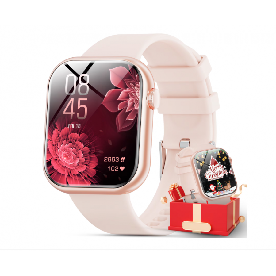 Smartwatch, Monitorizeaza Functiile Cardiace, Conectare la Telefon, Aplicatie Destinata Ceasului, Multiple Functii, Usor de Conectat, Rose