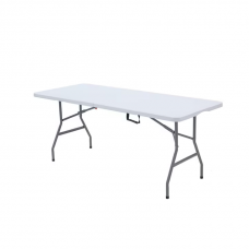 Masa de gradina, terasa si curte, dreptunghiulara, otel, 180x70x74 cm, alba Klausstech