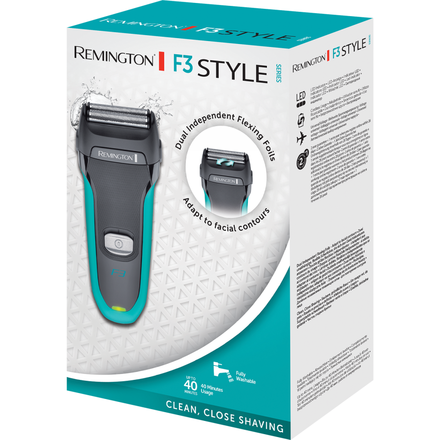 Aparat De Ras Electric Remington Style Series, Indicator Led La Incarcare/incarcare Completa, Lavabil Complet, Doua Site Flexibile Independente, Albastru/negru