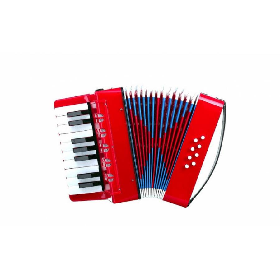 Acordeon Pentru Copii Klausstech, Clasic, Usor De Folosit, Interactiv, 8 Basi, Dimensiune Mica, Curea De Umar, Design Elegant, Atractiv, Rosu