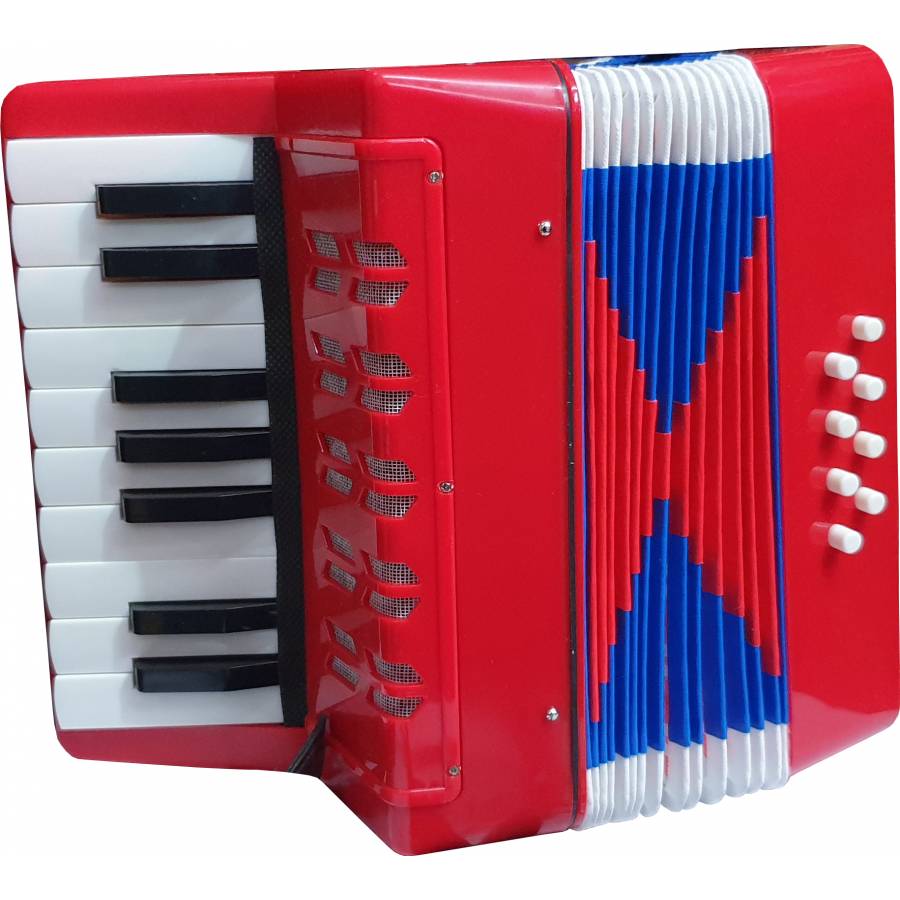 Acordeon Pentru Copii Klausstech, Clasic, Usor De Folosit, Interactiv, 8 Basi, Dimensiune Mica, Curea De Umar, Design Elegant, Atractiv, Rosu