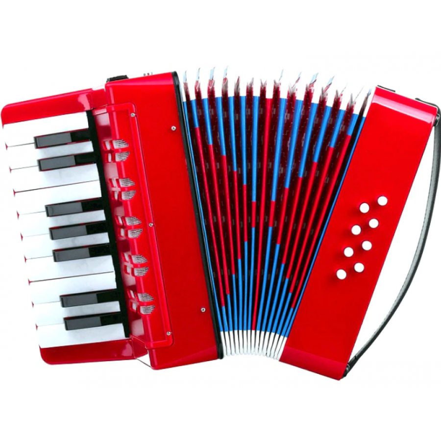 Acordeon Pentru Copii Klausstech, Clasic, Usor De Folosit, Interactiv, 8 Basi, Dimensiune Mica, Curea De Umar, Design Elegant, Atractiv, Rosu