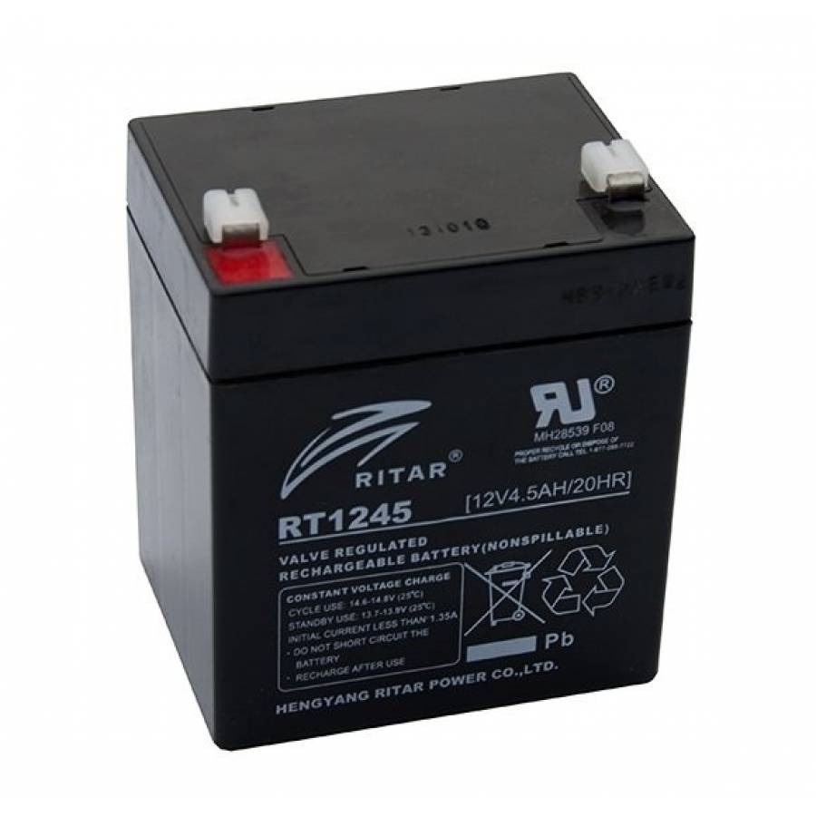 Acumulator Cu Plumb Ritas , Tensiune 12 V / 4,5 Ah , Dimensiune 90 X 70 X 101 Mm , Utilizare Pentru Sisteme De Incendiu/de Siguranta , Aparatura Medicala , Sistem De Alarma , Negru