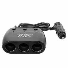 Adaptor De Bricheta Auto Klausstech , Alimentare La 12 V -120w , Triplu Iesire Cu Cablu 30 Cm, Culoare Negru