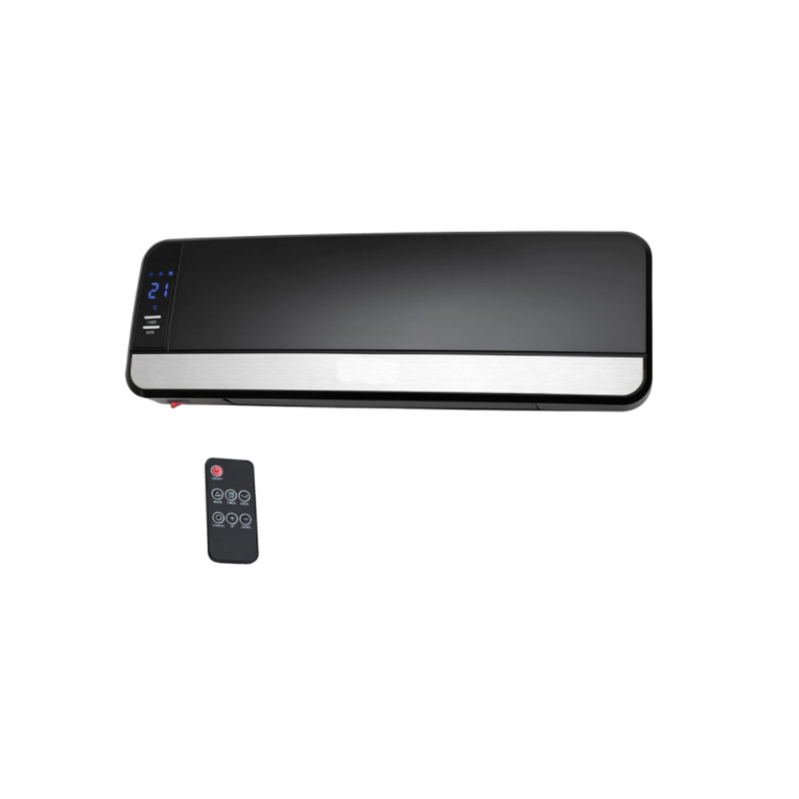 Aeroterma, 2000w, 2 Trepte De Putere 1000w/2000w, 3 Trepte De Ventilatie, Temporizator Pe 8h, Ecran Led, Termostat Electornic (10-49grade), Telecomanda, Indicator Luminos, Alb/negru