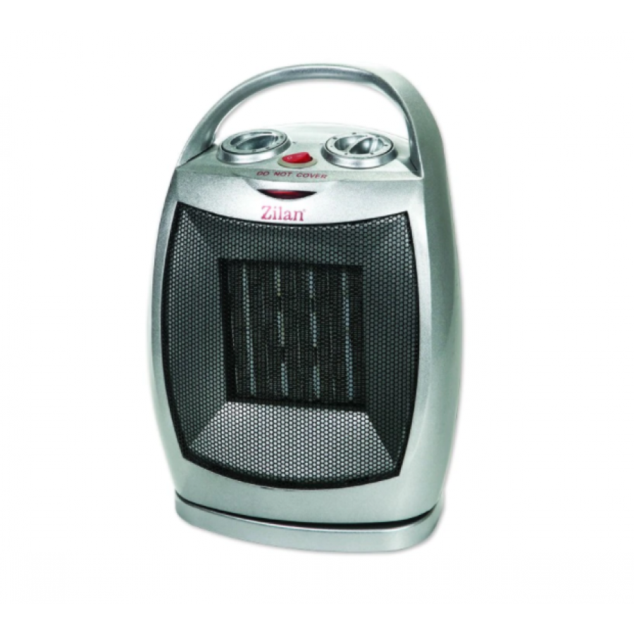 Aeroterma Ceramica, Putere 1500w, 2 Trepte Pentru Temperatura, Aer Rece/cald, Termostat Reglabil, Rezistenta Ceramica, Functie De Oscilatie, Usor De Manevrat, Usor De Transportat, Argintiu