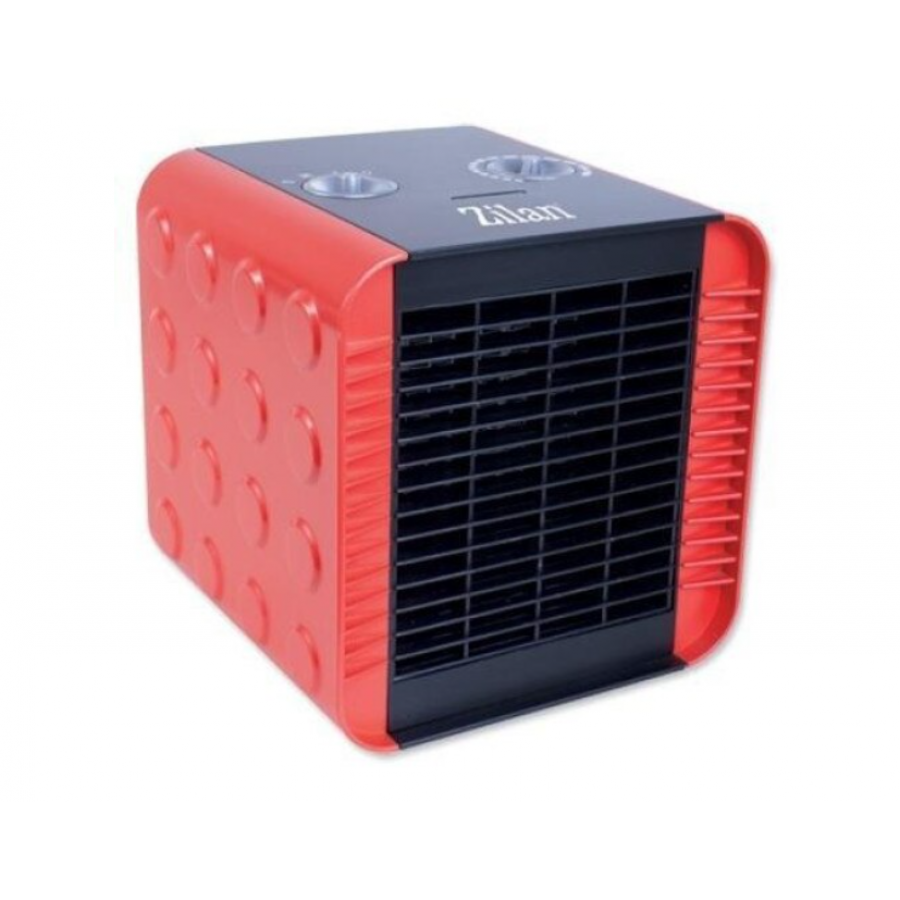 Aeroterma Ceramica, Putere 1500w, Ventilator Incorporat, 2 Trepte De Putere, Termostat Reglabil, Buton De Siguranta Pentru Rasturnare Accidentala, Rosu/negru