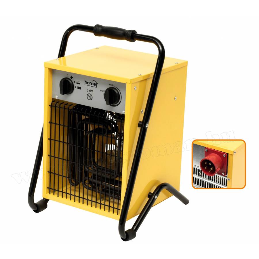 Aeroterma Electrica Industriala, Putere 2500/5000 W, 2 Trepte De Incalzire, Termostat Mecanic, Protectie Ipx4, Alimentare 400 V, 50 Hz, Protectie Supraincalzire, Design Modern, Galben