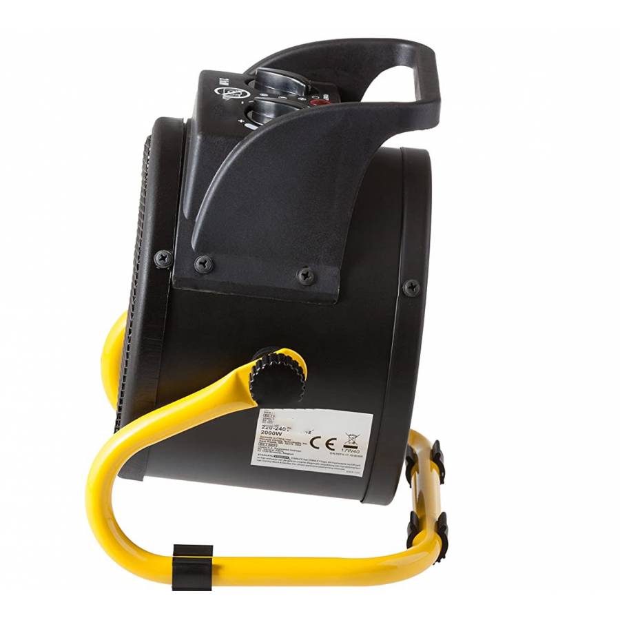 Aeroterma Industriala Profesionala, Klausstech, 2000 W, 230 V, 2 Trepte De Incalzire, Termostat Mecanic, Carcasa Masiva, Metalica, Protectie Supraincalzire, Negru