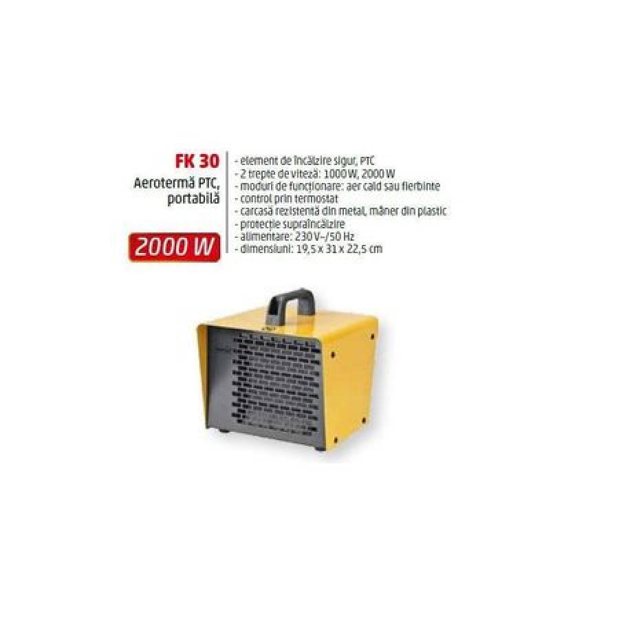 Aeroterma Portabila Klausstech, Putere 2000 W, 2 Trepte De Incalzire, Termostat Mecanic, Rezistenta Ceramica, Usor De Transportat Si Utilizat, Design Modern, Negru&galben