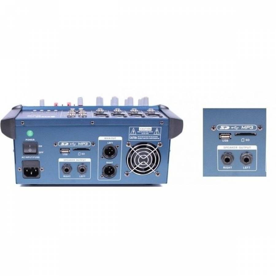 Mixer audio analog  Klausstech WVNGR EDY-WG-4D USB, 200 W, 4 canale, USB, Egalizator, Card memorie, Albastru