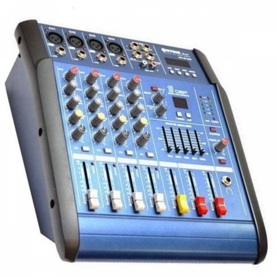 Mixer audio analog  Klausstech WVNGR EDY-WG-4D USB, 200 W, 4 canale, USB, Egalizator, Card memorie, Albastru