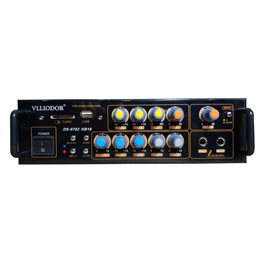 Amplificator Compact  Klausstech Tip Statie Cu Bluetooth, 2 X 45w, Intrare Usb/sd Card, Radio Fm, 2 X Intrari Microfon, Control Delay, 20 Hz-20khz, Negru