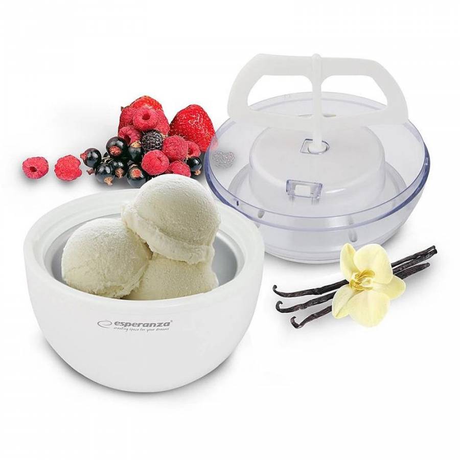 Aparat De Facut Inghetata Cu Putere De 7 W, Capacitate Recipient Frigorific 0.6 L, Volum De Inghetata 0.3 L, Timp De Pregatire Inghetata 15-30 Min, Material Recipient Frigorific Aluminiu , Culoare Alb