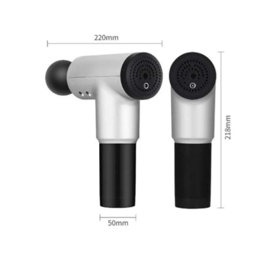 Aparat De Masaj Profesional KlaussTech, Pentru Relaxarea Muschilor, Imbunatateste Circulatia, Imbunatateste Sanatatea Tesutului Moale, 6 Trepte De Viteze, 4 Capete De Schimb, 2600 Mah,  Argintiu/negru