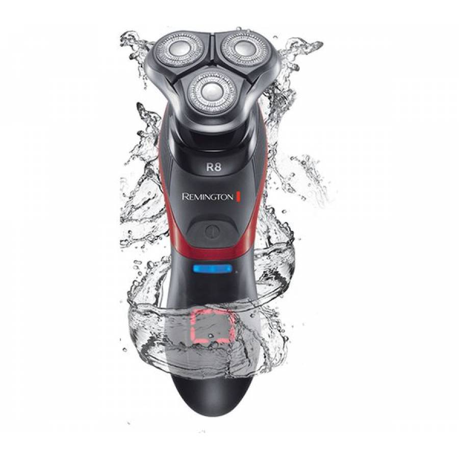 Aparat De Ras Cu Capete Rotative Remington Ultimate Series R8, Lame Liftlogic, Sistem De Protectie Antimicrobian, Indicator Incarcare Baterie Led, Acumulator Litiu, 100% Rezistent La Apa , Rosu/negru