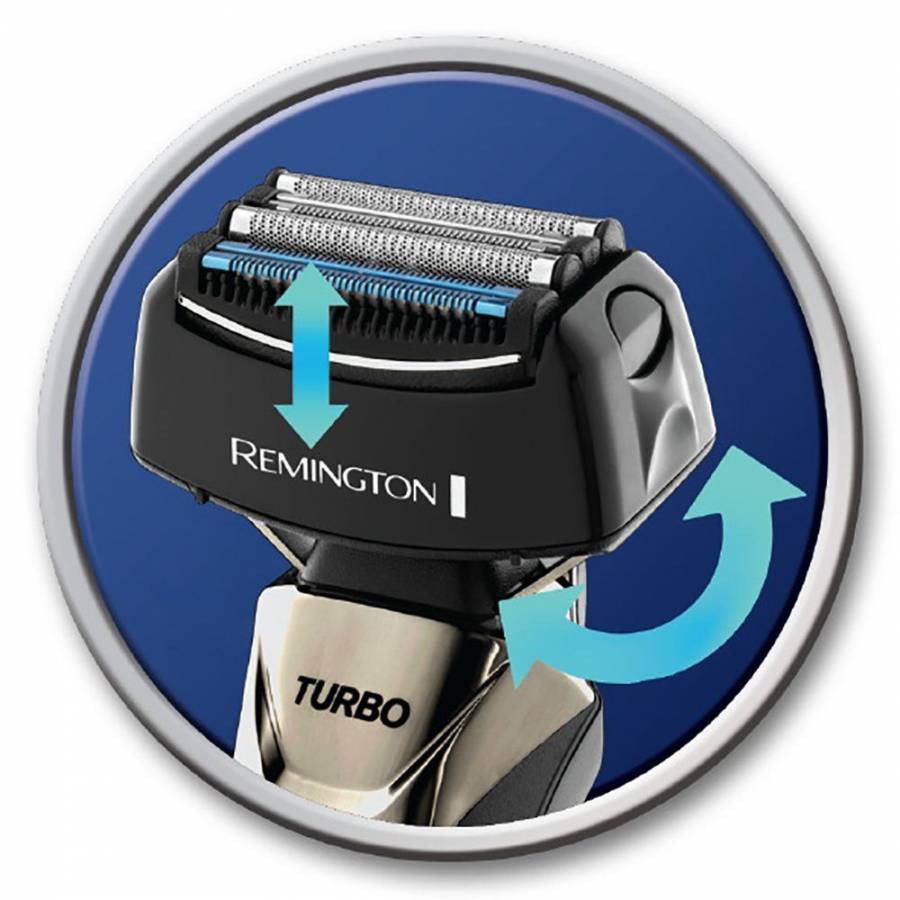 Aparat De Ras Remington Power Advanced, Functie Turbo, Acumulator Litiu, Lavabil Complet, Trimmer De Interceptare Ajustabil, Capat Pivotant Fixabil, Indicator Led In 3 Stadii, Auriu/negru