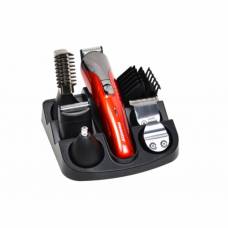 Aparat De Tuns, 11in1, Motor Puternic, Modern, Lame Din Titanium Ce Se Ascut Singure, Reincarcabil, Sunet Redus, Rosu/Argintiu