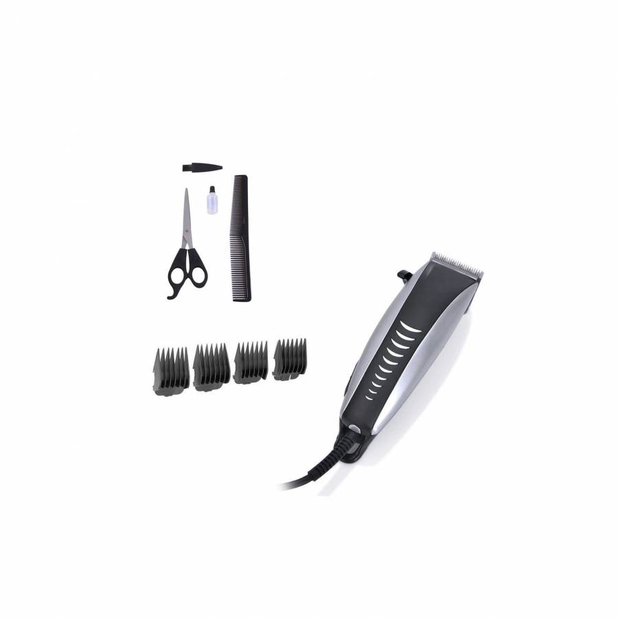 Aparat De Tuns 9 In 1 Profesional Klausstech , Lame Din Otel Inoxidabil , Putere De 12w , 4 Capete Incluse, Culoare Gri -negru, Design Ergonomic