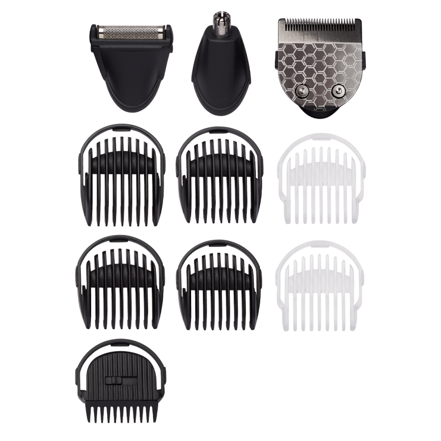 Aparat De Tuns Corded Hair Clipper, 5 Trepte De Tundere, Lame Mari Din Otel Inoxidabil,buton Pornire/oprire, 8  Accesorii Incluse, Utilizare Cu Fir, Albastru/negru