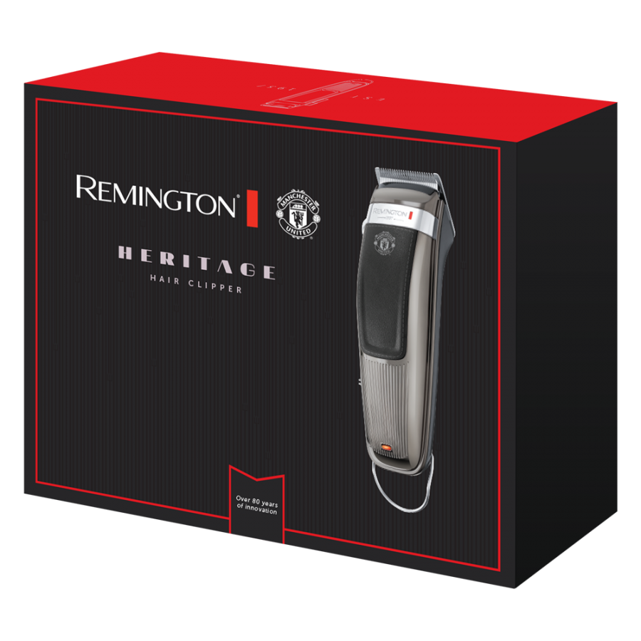 Aparat De Tuns  Heritage Manchester United ,  Remington , Acumulator Litiu , Lame Lavabile , Husa Pentru Depozitare , Perie De Curatare , Design Atemporal Heritage ,argintiu/negru