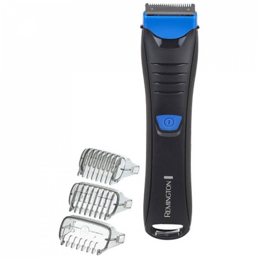 Aparat De Tuns Pentru Corp Si Zone Delicate Remington, 3 Piepteni Ficsi, Lame Comfort Cu Varfuri Rotunjite,,lame Din Otel Inoxidabil, Acumulator Pe Baza De Litiu,negru/albastru