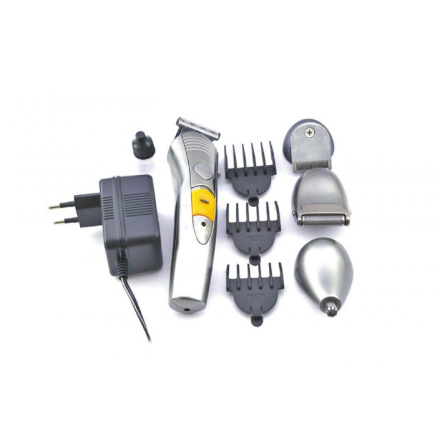 Aparat  KlaussTech De Tuns Si Barbierit, 7 In 1, Multiple Functii, Acumulator, Lame Din Titanium, Functie Turbo, 2 Nivele De Taiere Ale Lamelor, Argintiu