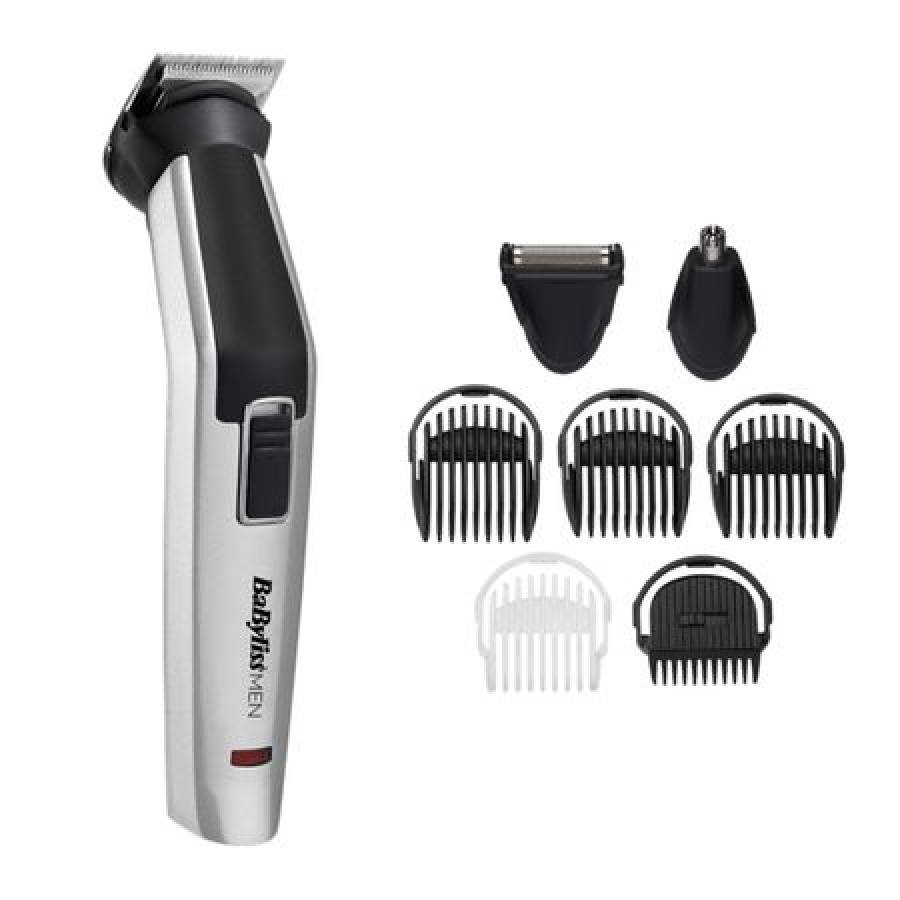 Aparat De Tuns Si Ras Multi Trimmer 8 In 1 , Lame Din Titanium, Autonomie De Functionare 60 Minute, 3 Ghidaje Pentru Barba, 1 Capat Pentru Detalii, 1 Capat Pentru Nas Si Urechi , Argintiu/negru
