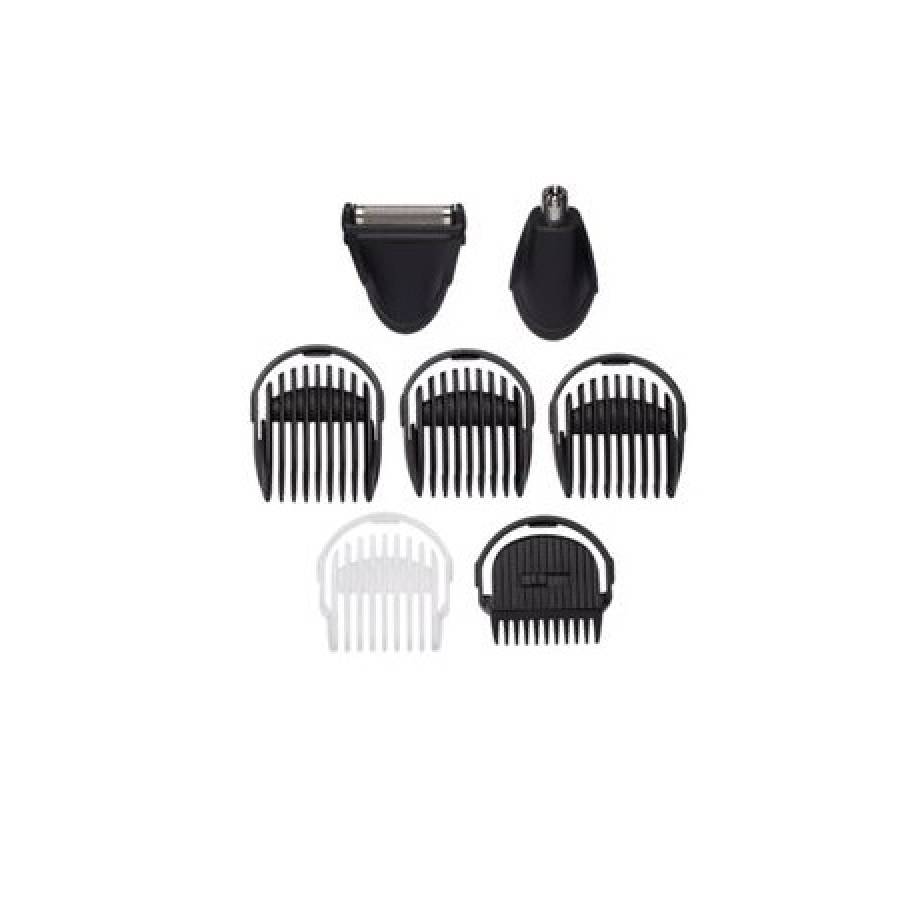 Aparat De Tuns Si Ras Multi Trimmer 8 In 1 , Lame Din Titanium, Autonomie De Functionare 60 Minute, 3 Ghidaje Pentru Barba, 1 Capat Pentru Detalii, 1 Capat Pentru Nas Si Urechi , Argintiu/negru