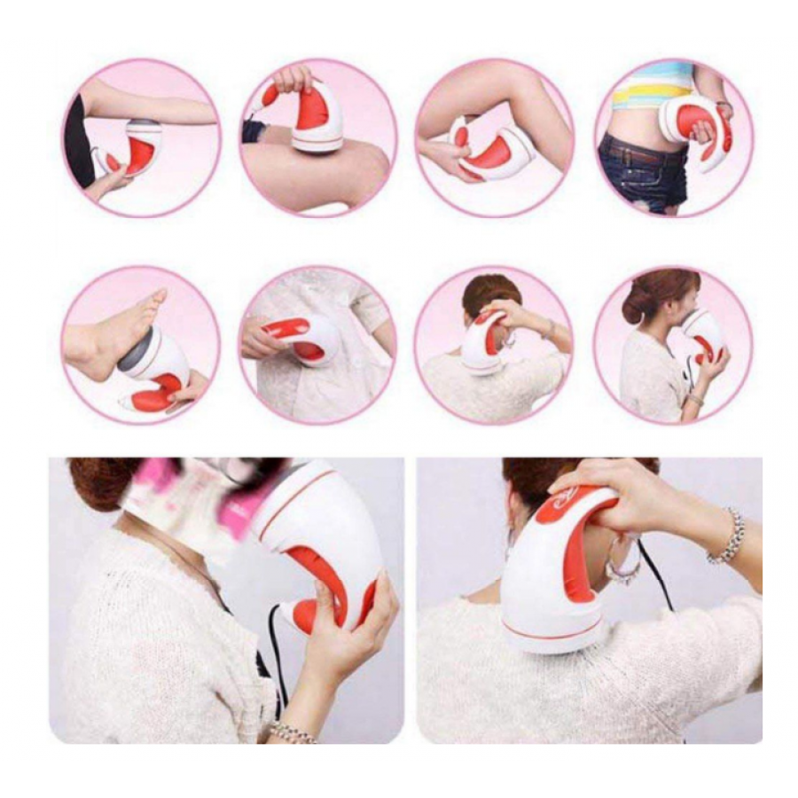 Aparat KlaussTech De Masaj Cu Infrarosu Pentru Arderea Grasimilor, Maner Ergonomic,  Putere 40 W, 12 Led Uri Masaj, Alb/rosu