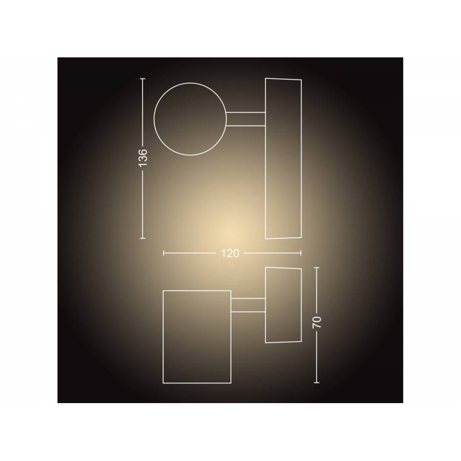 Aplica Baie Philips Led Gu10, Ambianta Alba, Control Bluetooth, Variator Inclus, Protectie Ip44, Putere 5 W, Izolatie Dubla, 2200 - 6500 K, Alb