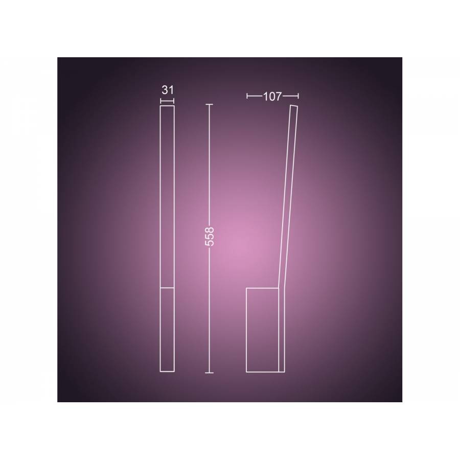 Aplica De Perete Led Rgbw Philips, Bluetooth/bridge, Material Aluminiu, Stil Modern, 900 Lm, 100 - 240 V, 12 W, Protectie Ip20, Culoare Alb