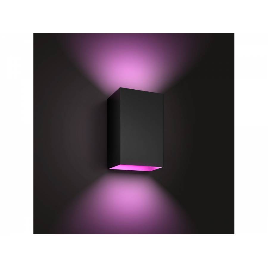 Aplica Ip44 Cu Ambianta Alb Si Color Led, Philips, Alimentare La Retea 24 V, Led Incorporat, Becuri 2, Putere Maxima 8 W, Forma Dreptunghiulara, Negru