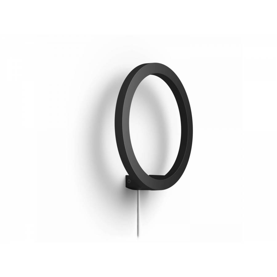 Aplica Philips De Perete Led Rgb, Control Bluetooth/wireless, Aluminiu, Modern, 1500 Lm, Ip20, Lumina Color Si Alba, Design Circular, Negru