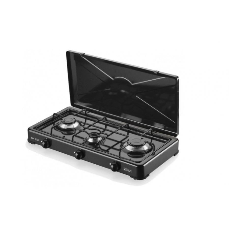 Aragaz Cu 3 Ochiuri, Tip Plita, Cu Capac, Tabla Emailata, Robinet De Gaz Cu Siguranta, Putere 2300w/1600w/900w, Consum 0,380 Kg/h, 30 Mbar, Negru