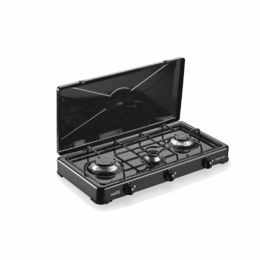 Aragaz Cu 3 Ochiuri, Tip Plita, Cu Capac, Tabla Emailata, Robinet De Gaz Cu Siguranta, Putere 2300w/1600w/900w, Consum 0,380 Kg/h, 30 Mbar, Negru