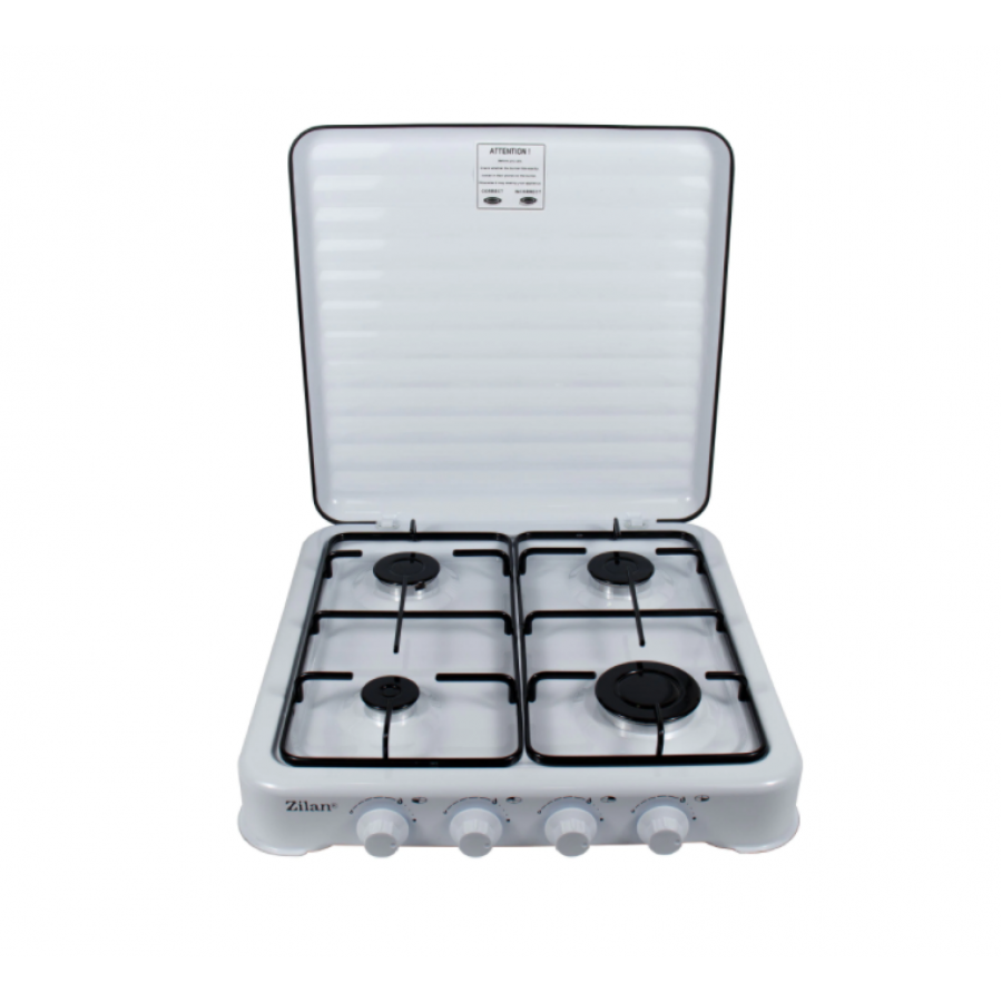 Aragaz Portabil Cu 4 Ochiuri, Alimentare Gpl Butelie, 55x50x11 Cm, Putere 2300/1600/1600/900w, Tabla Emailata, Culoare Alb