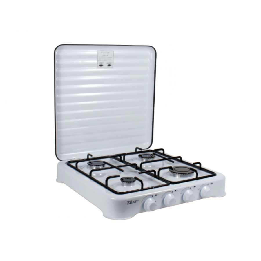 Aragaz Portabil Cu 4 Ochiuri, Alimentare Gpl Butelie, 55x50x11 Cm, Putere 2300/1600/1600/900w, Tabla Emailata, Culoare Alb