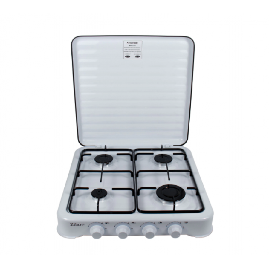 Arzator Cu 4 Ochiuri, Tip Plita, Cu Capac, Tabla Emailata, Robinet De Gaz Cu Siguranta, Gpl, Putere 2300/1600/1600/900w, 0,380 Kg/h, 30 Mbar, Alb