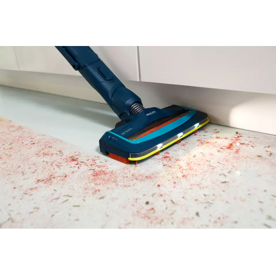 Aspirator 2 In 1 Verical Speedpro Philips, Utilizare Fara Fir, Cap De Aspirare 180°,  80  Db, Tip Baterie Li-ion, Mod Turbo 20 Min, Autonomie 40 Min, 800  L/min, 0.4 L, Albastru Aqua