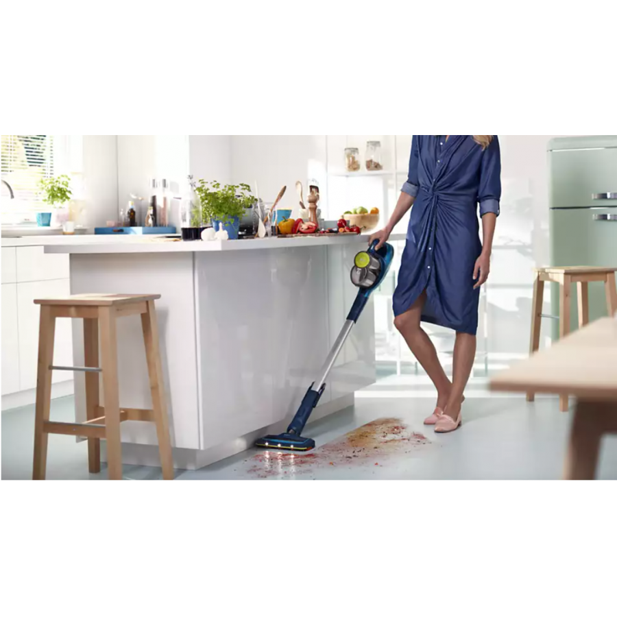Aspirator 2 In 1 Verical Speedpro Philips, Utilizare Fara Fir, Cap De Aspirare 180°,  80  Db, Tip Baterie Li-ion, Mod Turbo 20 Min, Autonomie 40 Min, 800  L/min, 0.4 L, Albastru Aqua