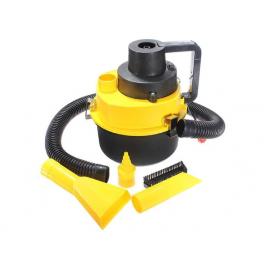 Aspirator Auto KlaussTech , Turbo, Filtru De Praf Detasabil, Alimentare La Bricheta Auto, Aspira Umed Si Uscat, Functie De Umflare, Galben / Negru